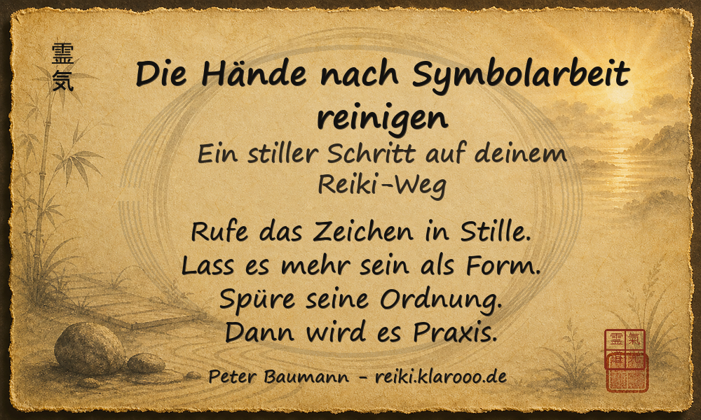 Tageskarte: Die Hände nach Symbolarbeit reinigen